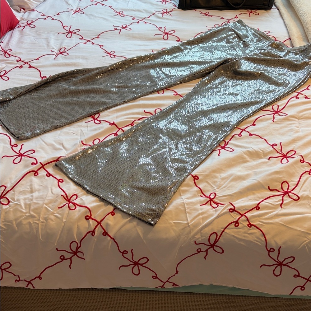 No Boundaries Sparkling Silver Flare Pants